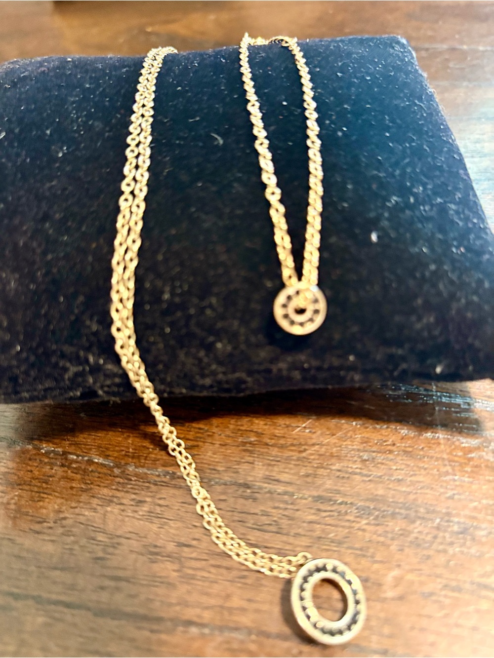 Gold-Tone Black Crystal Circle Pendant Necklace & Bracelet Set
